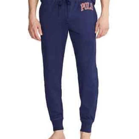 Polo Ralph Lauren Logo Print Knit Jersey Sleep Jogger Pants Navy Men’s XL - Picture 2 of 9